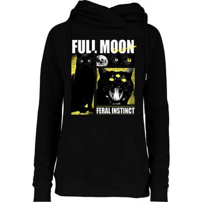 Full Moon Black Cat Transformation Womens Funnel Neck Pullover Hood