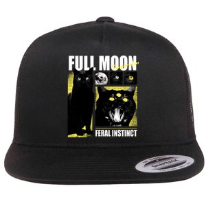 Full Moon Black Cat Transformation Flat Bill Trucker Hat