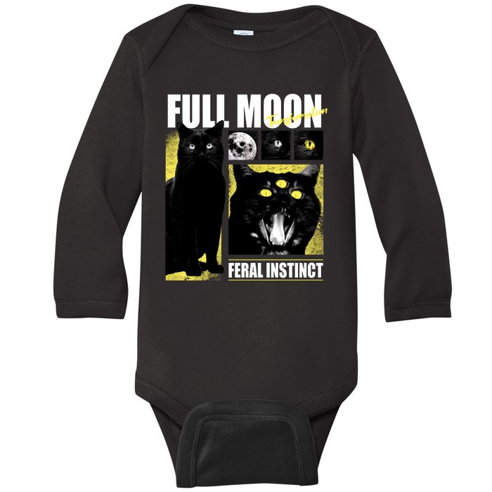 Full Moon Black Cat Transformation Baby Long Sleeve Bodysuit