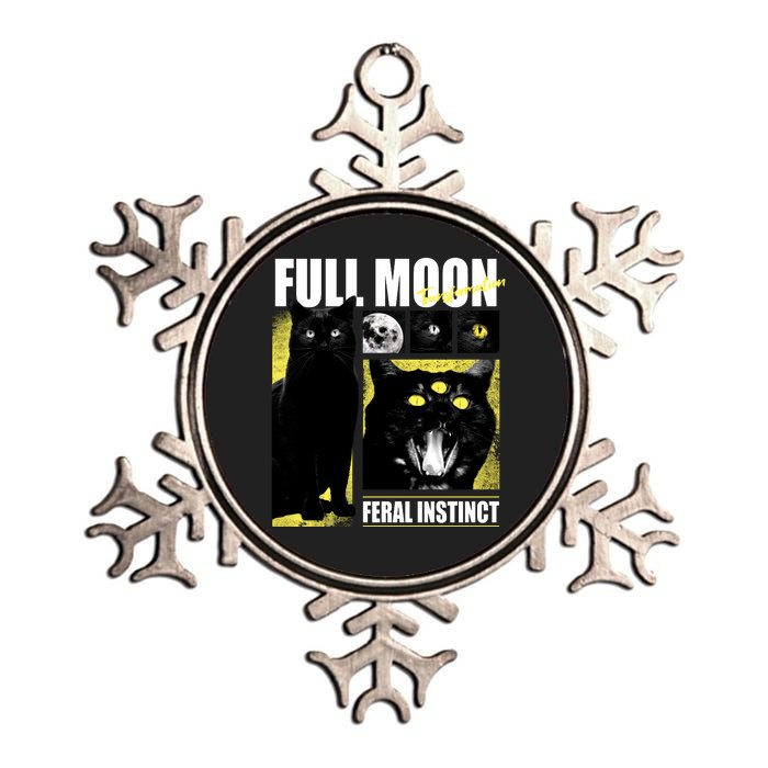 Full Moon Black Cat Transformation Metallic Star Ornament