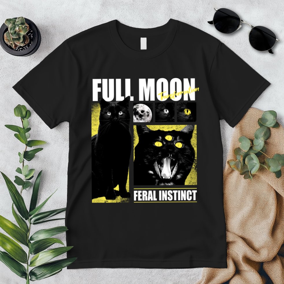 Full Moon Black Cat Transformation Premium T-Shirt