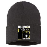 Full Moon Black Cat Transformation Sustainable Knit Beanie