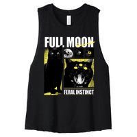 Full Moon Black Cat Transformation Women's Racerback Cropped Tank