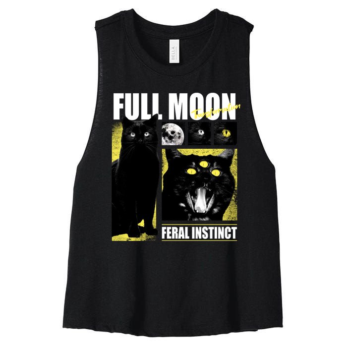 Full Moon Black Cat Transformation Women's Racerback Cropped Tank