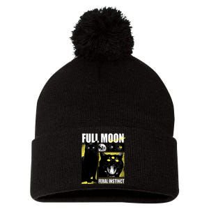 Full Moon Black Cat Transformation Pom Pom 12in Knit Beanie