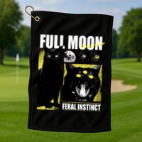 Full Moon Black Cat Transformation Golf Towel