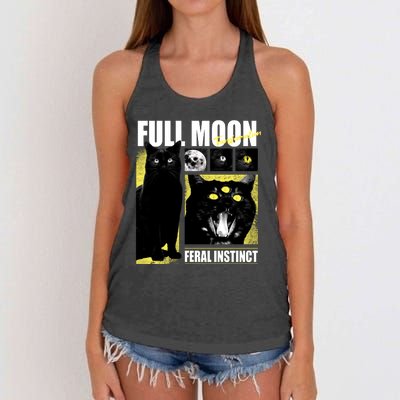 Full Moon Black Cat Transformation Women's Knotted Racerback Tank