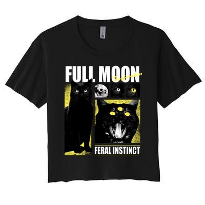 Full Moon Black Cat Transformation Women's Crop Top Tee