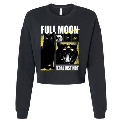 Full Moon Black Cat Transformation Cropped Pullover Crew