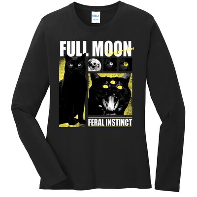 Full Moon Black Cat Transformation Ladies Long Sleeve Shirt