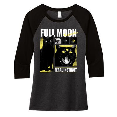 Full Moon Black Cat Transformation Women's Tri-Blend 3/4-Sleeve Raglan Shirt