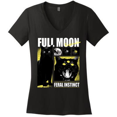 Full Moon Black Cat Transformation Women's V-Neck T-Shirt