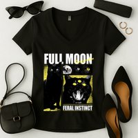 Full Moon Black Cat Transformation Women's V-Neck T-Shirt