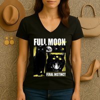 Full Moon Black Cat Transformation Women's V-Neck T-Shirt
