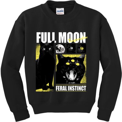 Full Moon Black Cat Transformation Kids Sweatshirt
