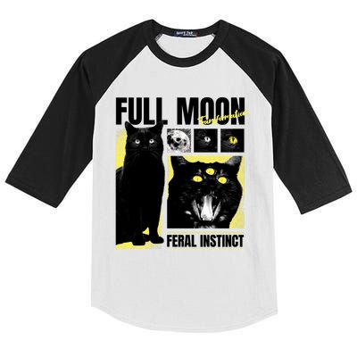 Full Moon Black Cat Transformation Kids Colorblock Raglan Jersey