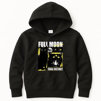 Full Moon Black Cat Transformation Kids Hoodie