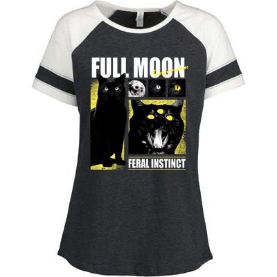 Full Moon Black Cat Transformation Enza Ladies Jersey Colorblock Tee