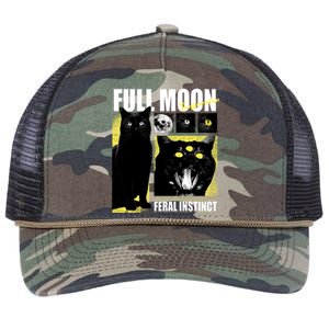 Full Moon Black Cat Transformation Retro Rope Trucker Hat Cap