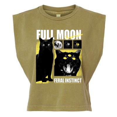 Full Moon Black Cat Transformation Garment-Dyed Women's Muscle Tee