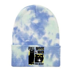 Full Moon Black Cat Transformation Tie Dye 12in Knit Beanie