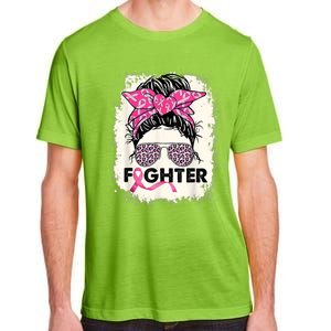 Fighter Messy Bun Pink Warrior Breast Cancer Awareness Adult ChromaSoft Performance T-Shirt