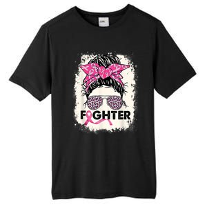 Fighter Messy Bun Pink Warrior Breast Cancer Awareness Tall Fusion ChromaSoft Performance T-Shirt