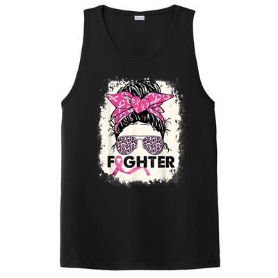 Fighter Messy Bun Pink Warrior Breast Cancer Awareness PosiCharge Competitor Tank