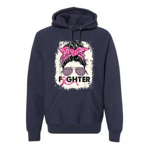 Fighter Messy Bun Pink Warrior Breast Cancer Awareness Premium Hoodie