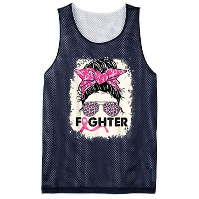 Fighter Messy Bun Pink Warrior Breast Cancer Awareness Mesh Reversible Basketball Jersey Tank