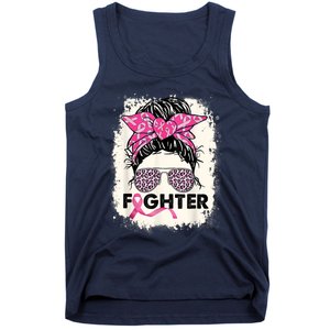 Fighter Messy Bun Pink Warrior Breast Cancer Awareness Tank Top