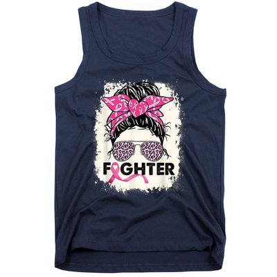 Fighter Messy Bun Pink Warrior Breast Cancer Awareness Tank Top