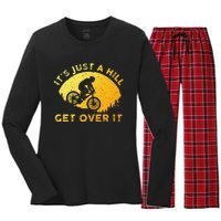 Funny Mountain Biking Art For Trail Mountain Bike  Women's Long Sleeve Flannel Pajama Set 