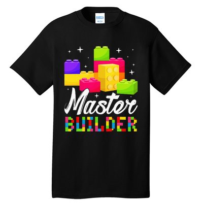 Funny Master Builder Building Block Bricks Lovers Kids Tall T-Shirt