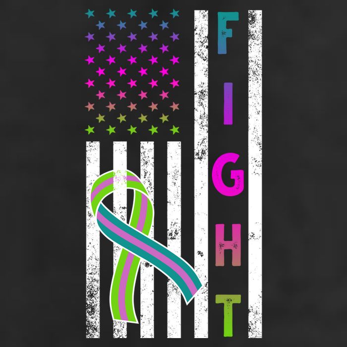 Fight Metastatic Breast Cancer American Flag 7 Panel Mesh Trucker Snapback Hat