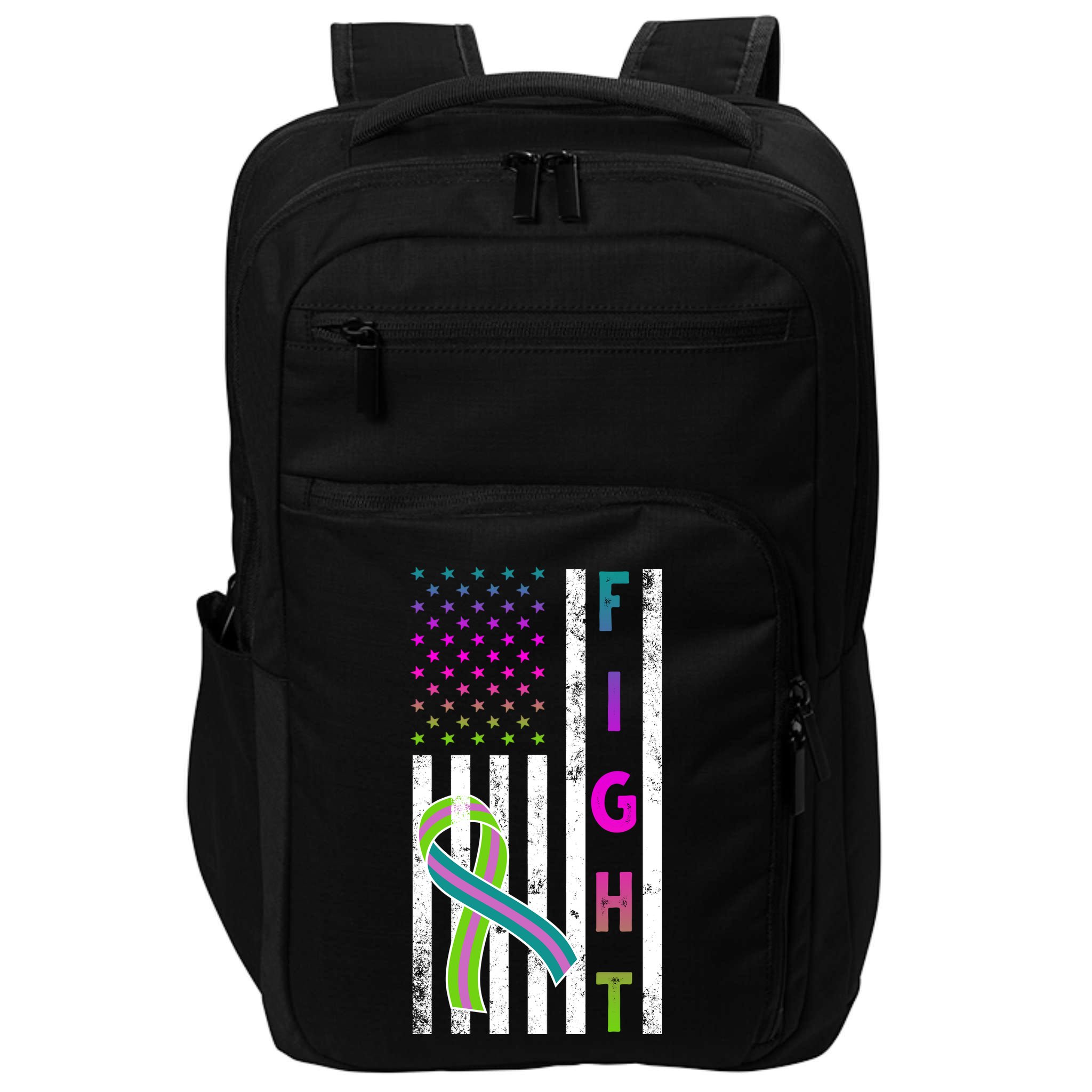Fight Metastatic Breast Cancer American Flag Impact Tech Backpack