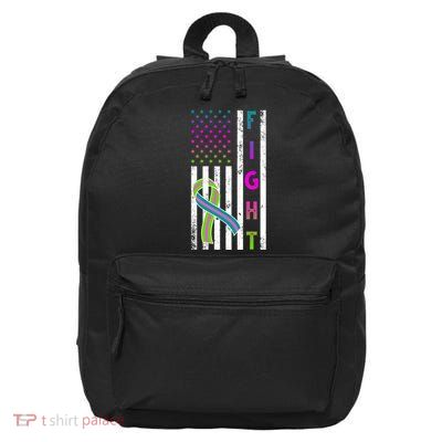 Fight Metastatic Breast Cancer American Flag 16 in Basic Backpack