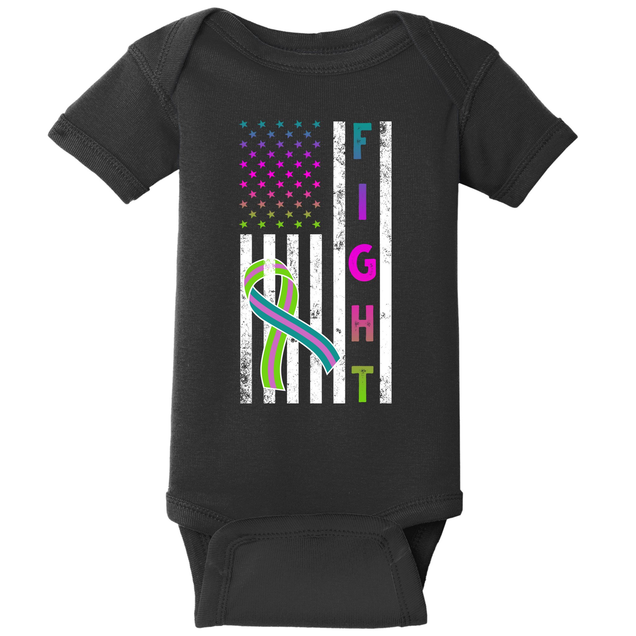 Fight Metastatic Breast Cancer American Flag Baby Bodysuit