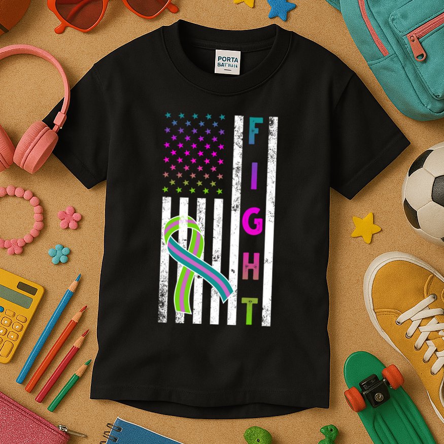 Fight Metastatic Breast Cancer American Flag Kids T-Shirt