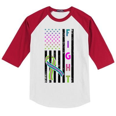 Fight Metastatic Breast Cancer American Flag Kids Colorblock Raglan Jersey