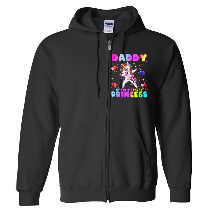 Family matching Birthday Princess Dabbing Unicorn Dad Full Zip Hoodie