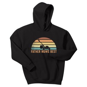 Father Mows Best Lawn Care Dad Mowing Kids Hoodie