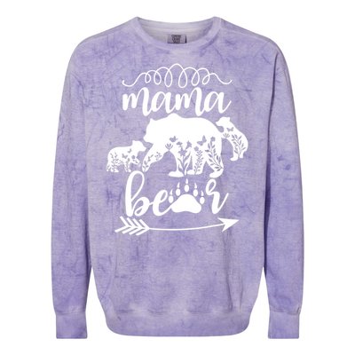 Floral Mama Bear Mom Of 2 Mama Bear Two Cub Floral Mama Bear Colorblast Crewneck Sweatshirt