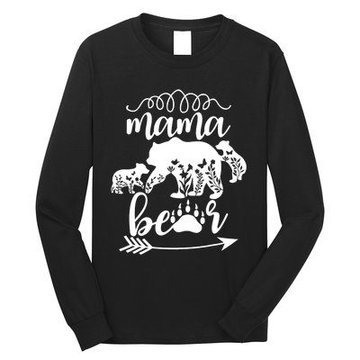 Floral Mama Bear Mom Of 2 Mama Bear Two Cub Floral Mama Bear Long Sleeve Shirt