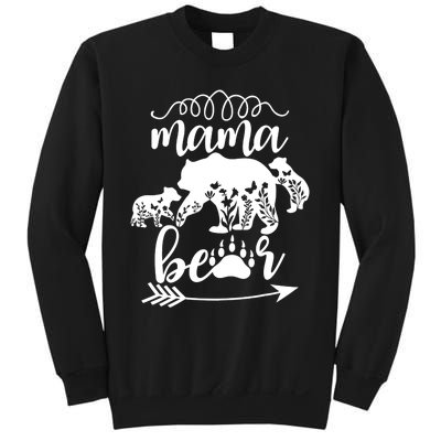 Floral Mama Bear Mom Of 2 Mama Bear Two Cub Floral Mama Bear Sweatshirt