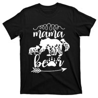 Floral Mama Bear Mom Of 2 Mama Bear Two Cub Floral Mama Bear T-Shirt