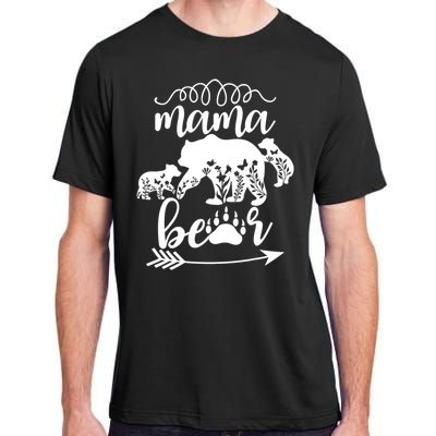 Floral Mama Bear Mom Of 2 Mama Bear Two Cub Floral Mama Bear Adult ChromaSoft Performance T-Shirt