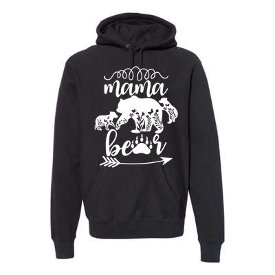 Floral Mama Bear Mom Of 2 Mama Bear Two Cub Floral Mama Bear Premium Hoodie