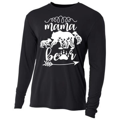 Floral Mama Bear Mom Of 2 Mama Bear Two Cub Floral Mama Bear Cooling Performance Long Sleeve Crew