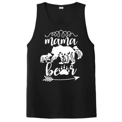 Floral Mama Bear Mom Of 2 Mama Bear Two Cub Floral Mama Bear PosiCharge Competitor Tank